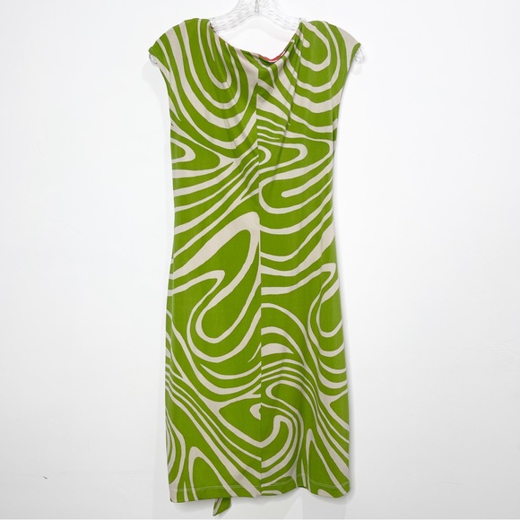 Donna Morgan Beige and Lime Green Swirl Print Dress Size 6 - Picture 11 of 11